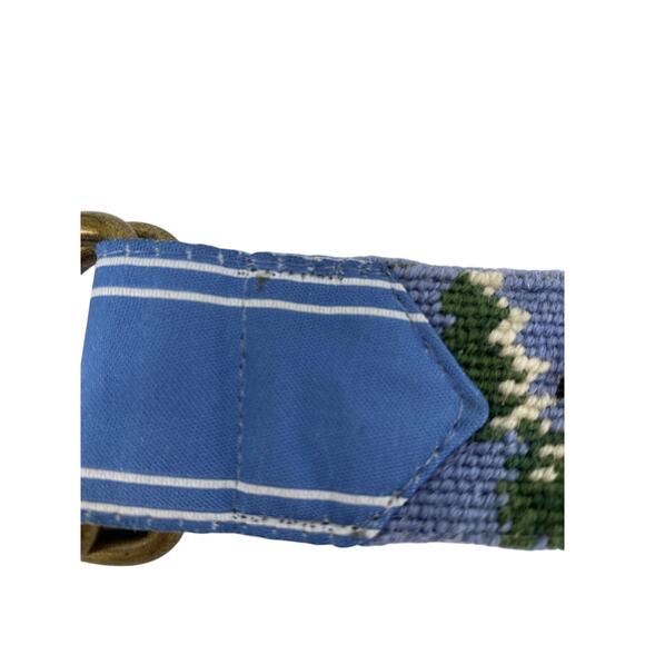 L.L. Bean Needlepoint Alpine Winter D-Ring Belt Sz L-XL Wool
